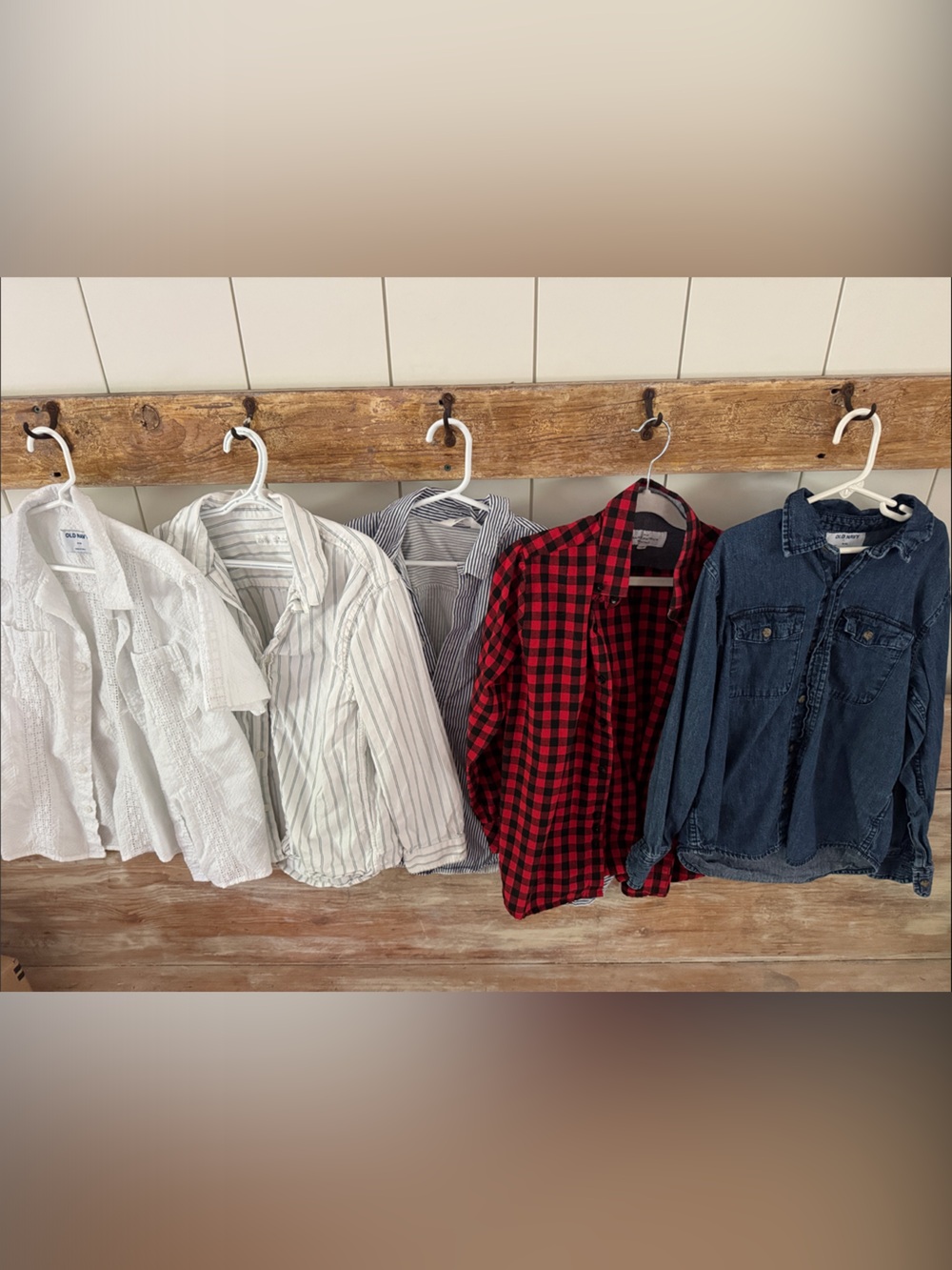 5 button down shirts BUNDLE. Stripes, plaid , denim and white H&M , Zara  8-10